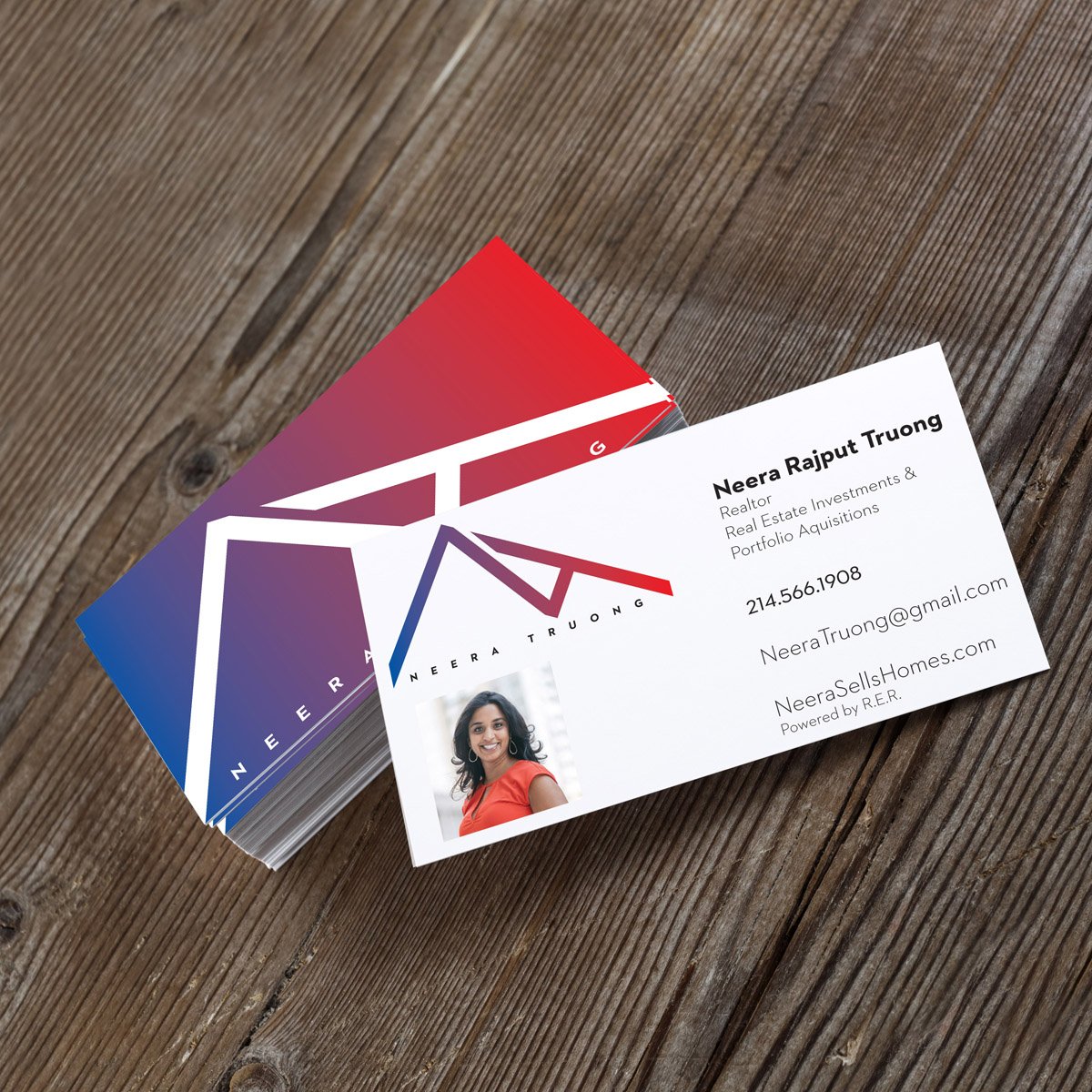 Neera Truong business card with final logo mark