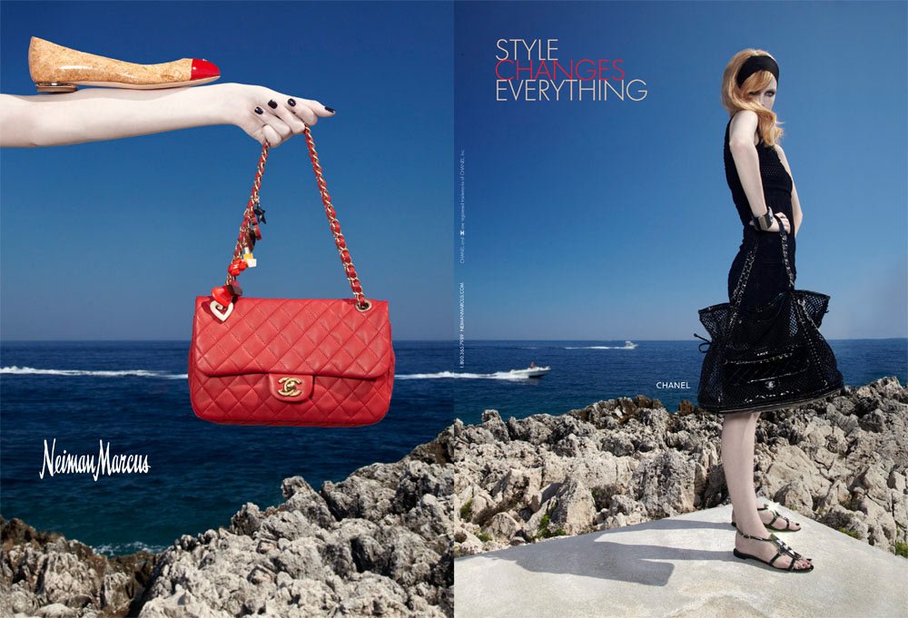 Neiman Marcus and Chanel print advertising spreads