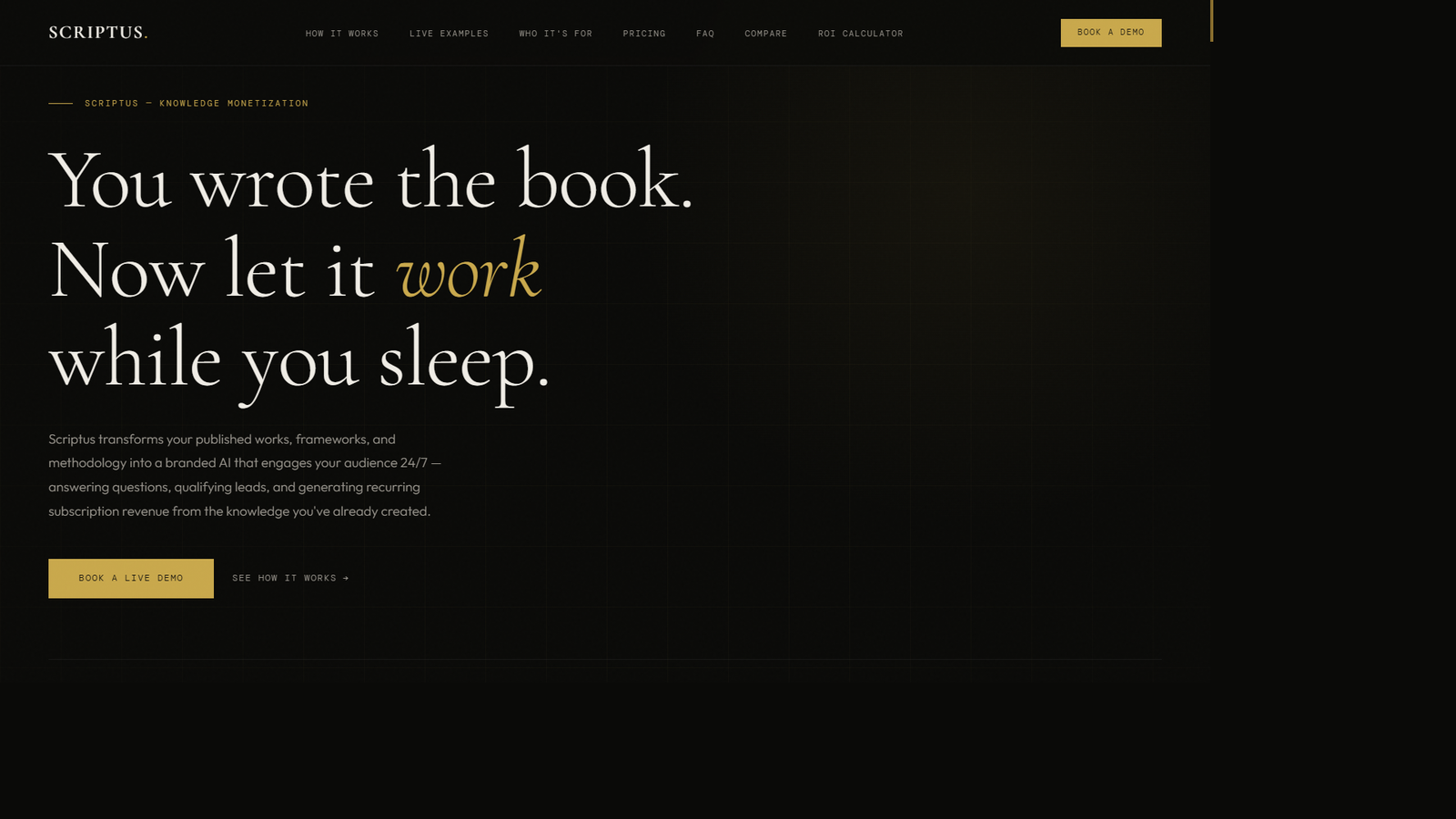 Scriptus homepage: You wrote the book. Now let it work while you sleep.